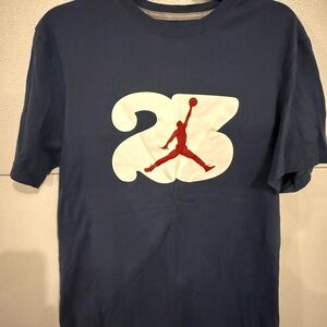 Jordan Brand Blue T-Shirt with Red Jumpman Logo 23
